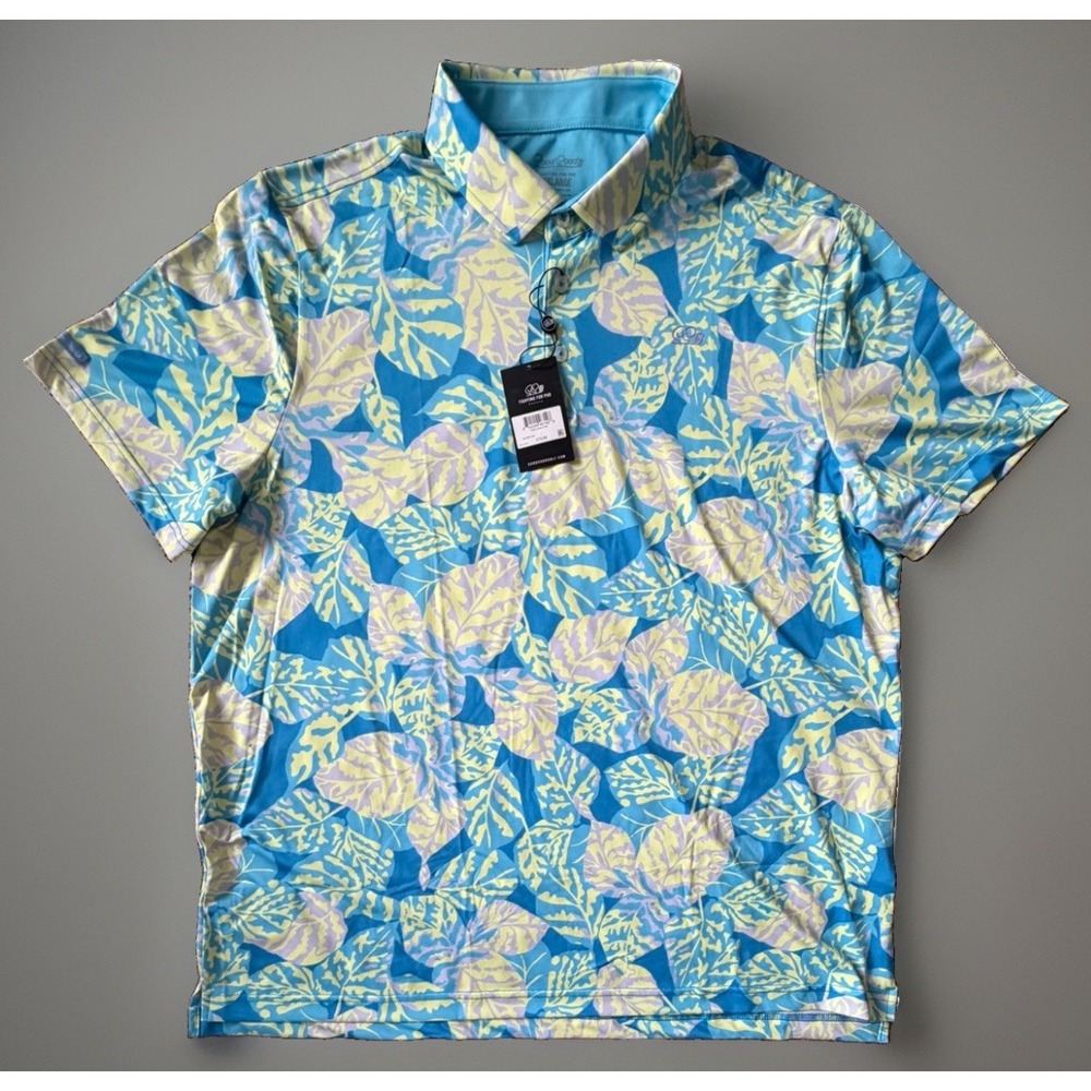 New Good Good Golf Short Sleeve Polo Shirt Colorful Floral Logo NWT 2XL JBHS